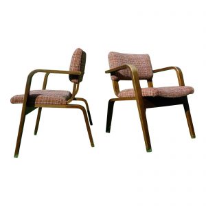 Vintage Pair Mid Century Modern Thonet Bent Wood Chairs