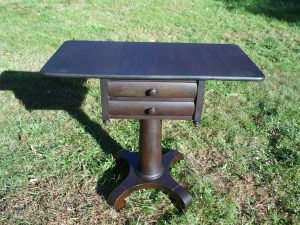 Antique Early Victorian American 19th century Empire Mahogany Drop Leaf Work Table