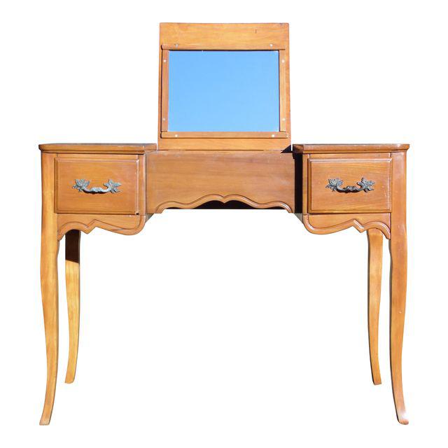 Vintage French Style Desk Dressing Table Vanity Flip Up Mirror
