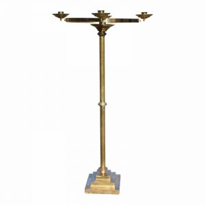 Vintage Mid Century Brass Ceremonial Floor Candlestick Candelabra Candle Pillar