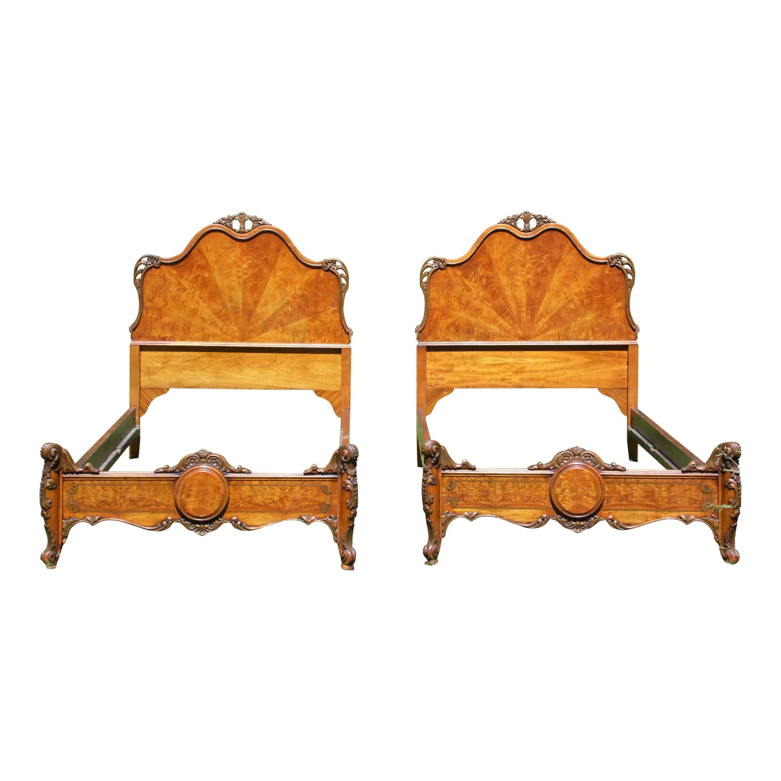 Antique Pair Ornate French Louis Xv, Antique French Twin Beds