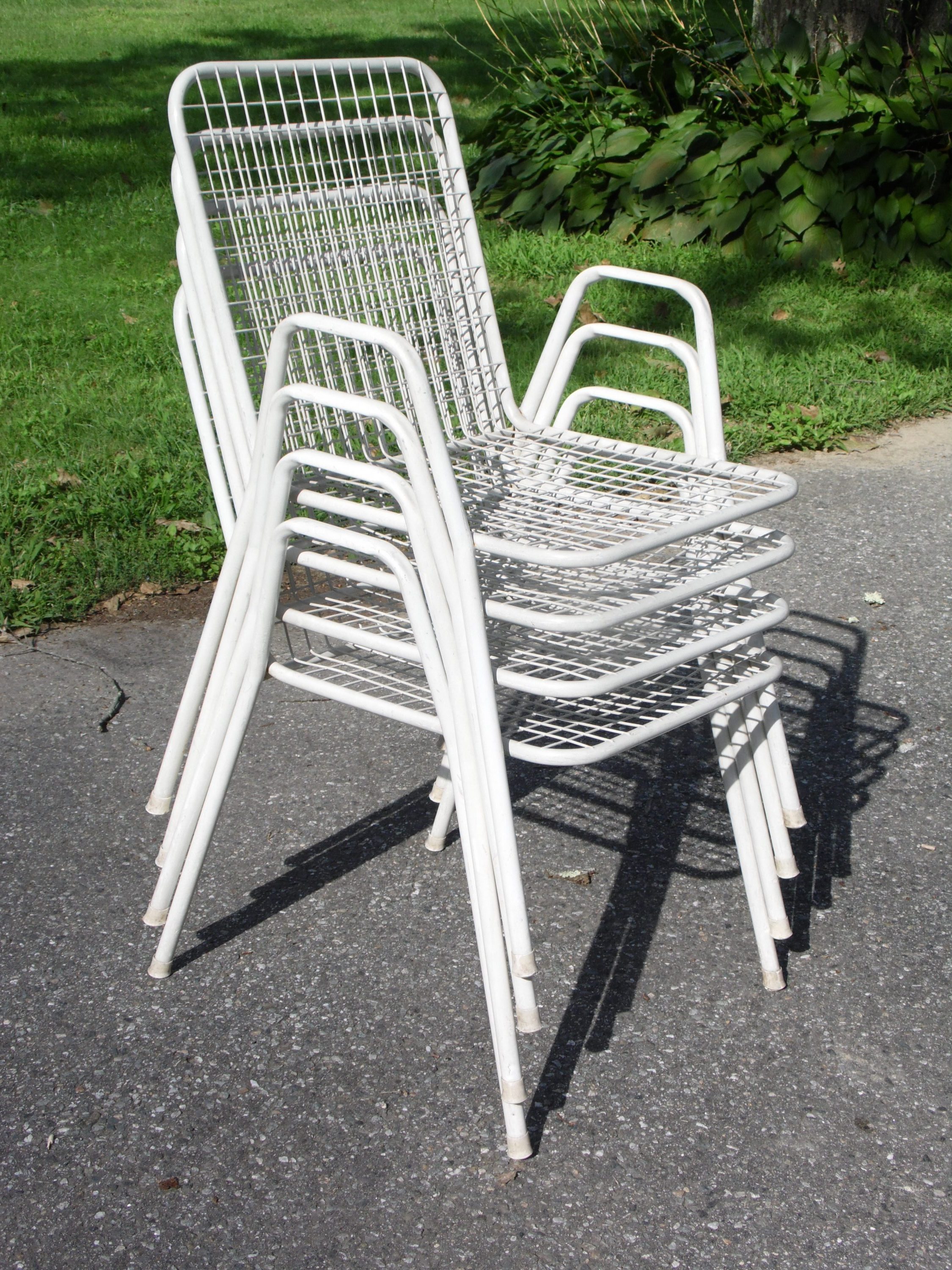 Vintage Mid Century Modern Emu Rio Stacking Metal Patio Chairs