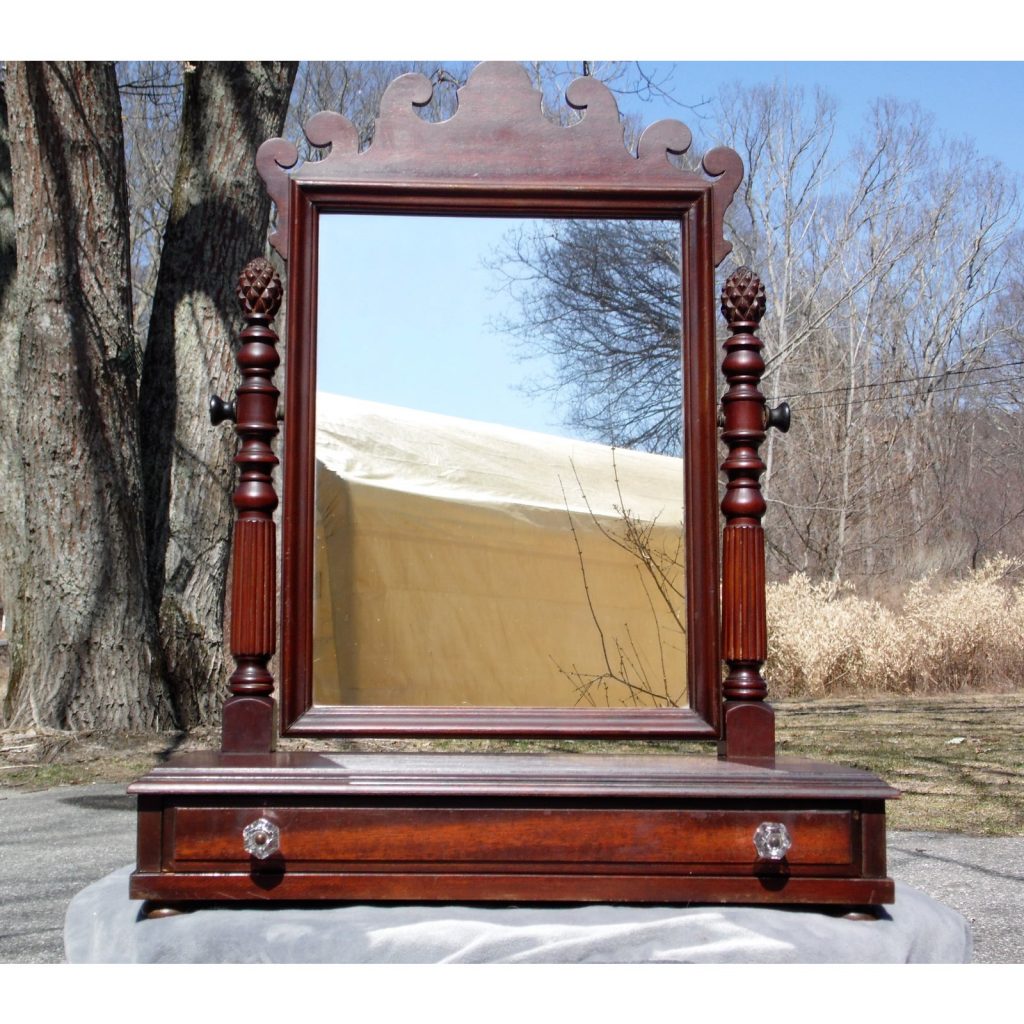 Vintage Chippendale Style Dresser Top Shaving Mirror Stand Vanity