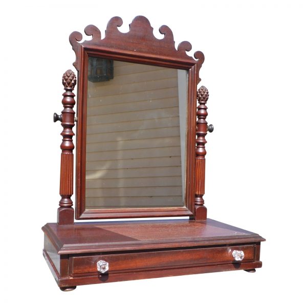 Vintage Chippendale Style Dresser Top Shaving Mirror Stand Vanity Jewelry Box