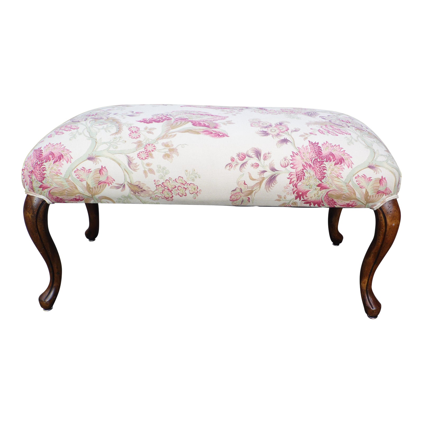 Vintage Upholstered Queen Anne Vanity, Vanity With Seat