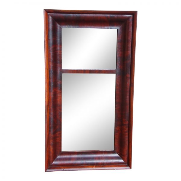 Antique 19th C. American Empire Flame Mahogany Framed Ogee Wall Mirror