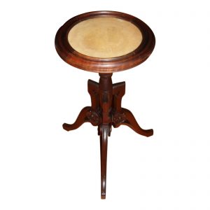 Antique Victorian Walnut Round Marble Top Plant Stand Tripod Pedestal Table