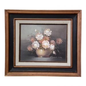 Vintage Framed Floral Still Life Oil on Board Painting Robert Cox