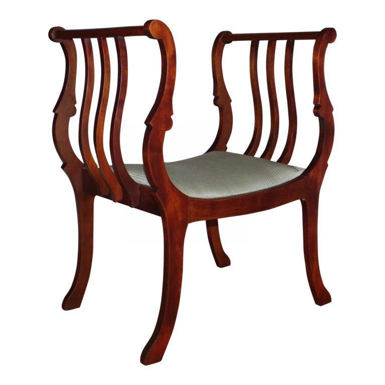 Vintage Mahogany French Regency Style Curule Bench Vanity Chair Deco2modern Mid Century 