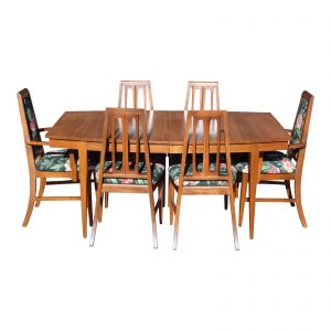 Vintage Mid Century Modern Walnut Dining Set Dining Table & 6 Chairs