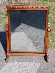 Antique Oak Wood Frame Free Standing Swivel Cheval Mirror on Stand