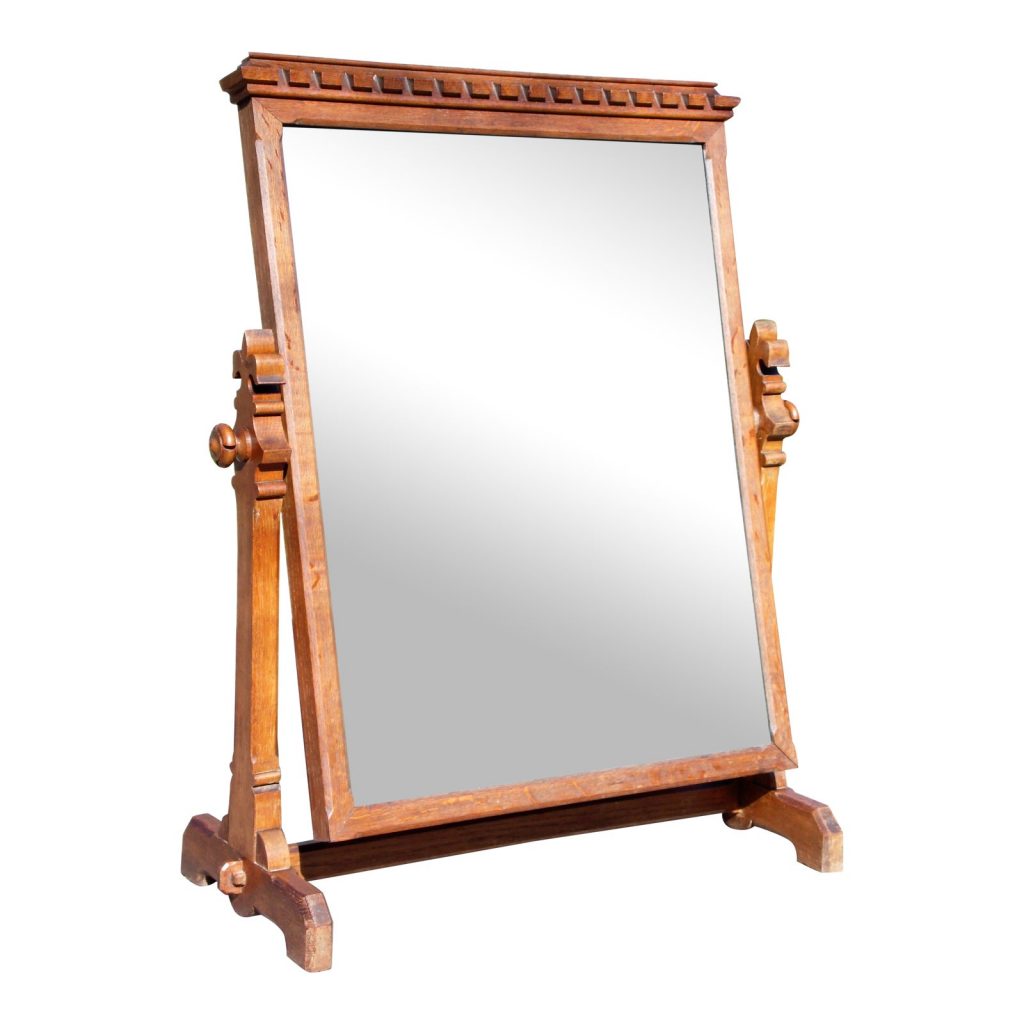 Antique Oak Wood Frame Free Standing Swivel Cheval Mirror Stand Deco2Modern Mid Century