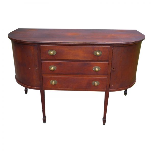 Antique Federal Mahogany Curved Credenza Sideboard Buffet Server