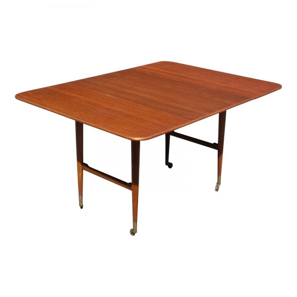 Vintage Mid Century Modern Teak Drop Leaf Expandable Table Serving Cart Sweden