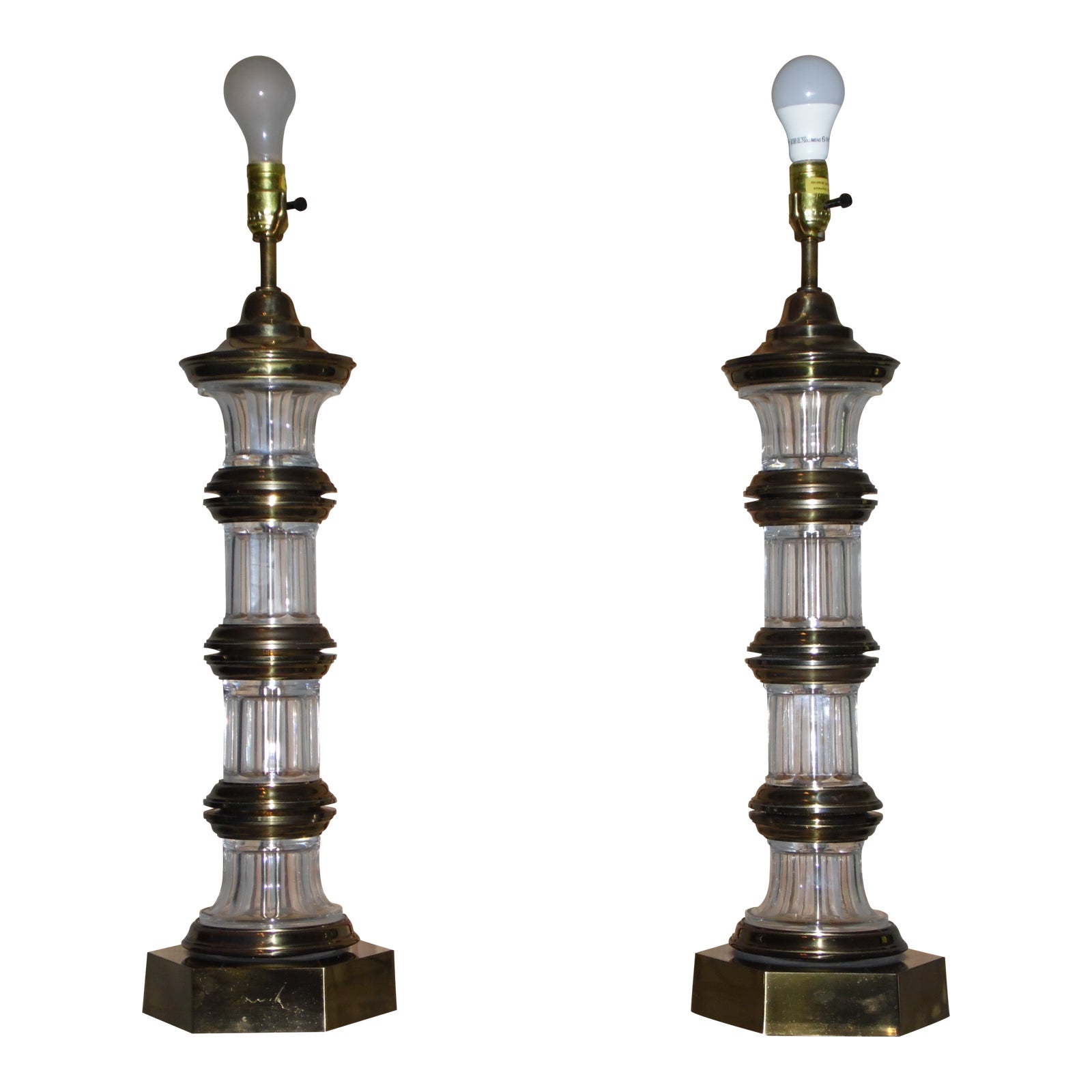 Hollywood Regency Chapman Banded Brass, Vintage Hollywood Regency Table Lamps