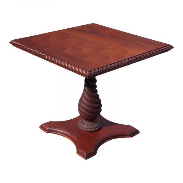 Antique Solid Mahogany Gadrooned Edge Twisted Pedestal Table