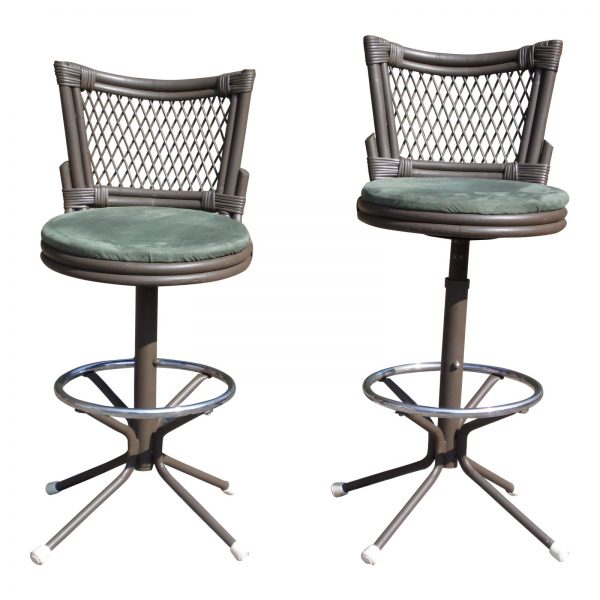 Vintage Pair Mid Century Modern Wrought Iron Chair Corp. Futura Swivel Stools