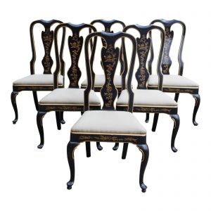 Vintage Drexel Heritage Splat Back Asian Style Chinoiserie Dining Chairs- Set of 6