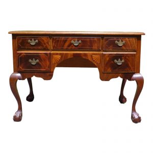 Antique Chippendale Flame Mahogany Queen Anne Style Writing Desk Vanity