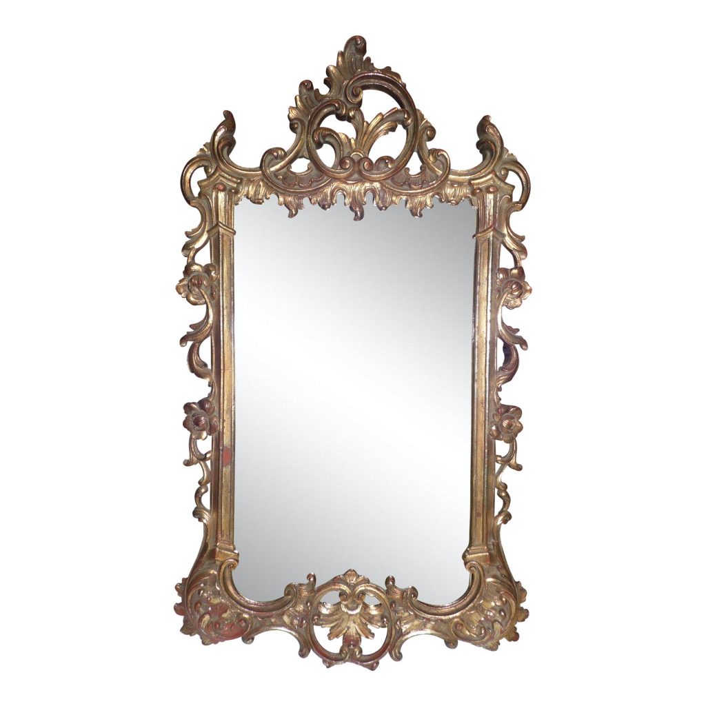 Antique Baroque Style Gold Gilt Gesso Carved Wood Mirror Late 19th C