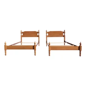 Vintage Pair Solid Maple Single Twin Size Beds Bed Frames