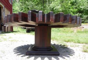 Vintage Ethan Allen Cog Wheel Coffee Table Spinning Gear Sprocket Cocktail Table