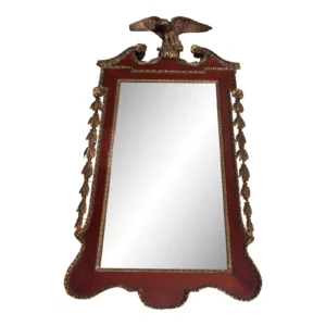 Antique 19th C Federal Chippendale Mahogany & Gilt Gold Gesso Eagle Mirror
