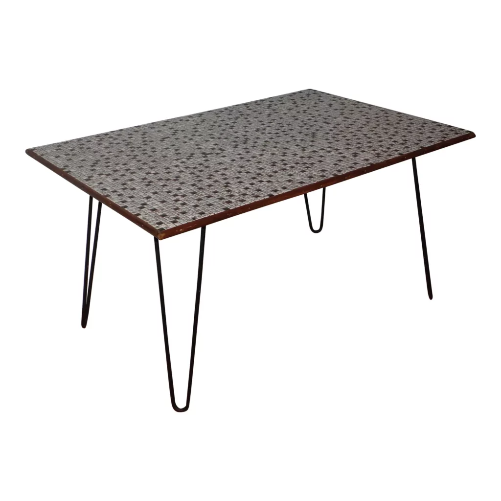 Vintage Mid Century Mosaic Tile Coffee Table Hairpin Legs