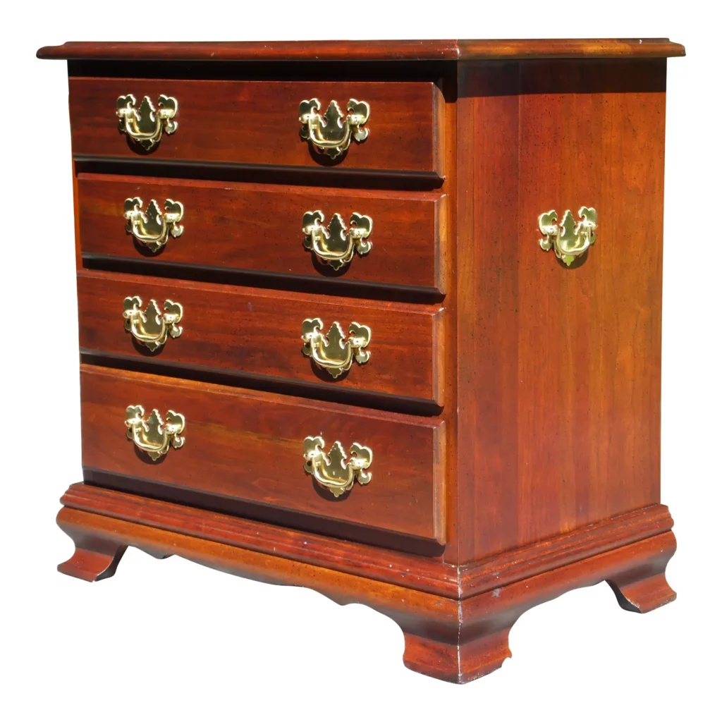 Vintage Solid Cherry Chest of Drawers Silver Chest End Table Night