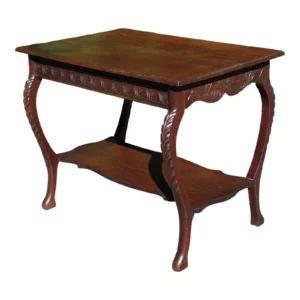 Antique Art Nouveau Solid Oak Carved Library Table Parlor Console Table Desk