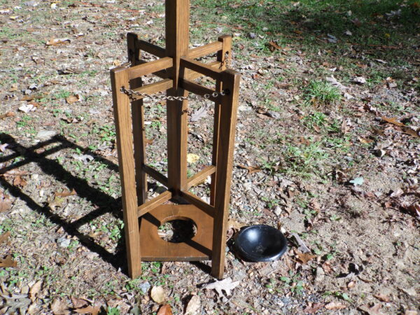 Vintage Solid Oak Mission Arts and Crafts Oak Hall Tree Coat Rack Umbrella Stand