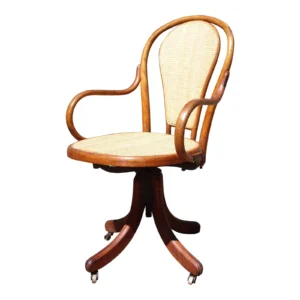 Antique Cane Bentwood Adjustable Desk Chair Office Arm Chair C. 1868
