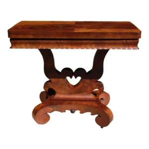 Antique 19th C Empire Flame Mahogany Swivel Top Console Game Table