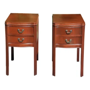 Vintage Pair Mahogany Serpentine Nightstands End Tables Wabash