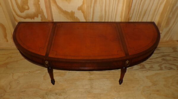 Vintage Imperial Demilune Curved Mahogany Leather Top Coffee Table - Image 3