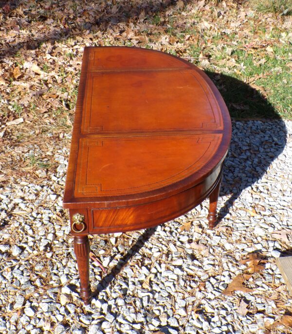 Vintage Imperial Demilune Curved Mahogany Leather Top Coffee Table - Image 4