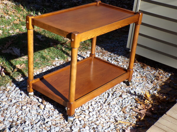 Vintage Mid Century Cocktail Bar Tea Cart Server Rolling 2 Tier Serving Table