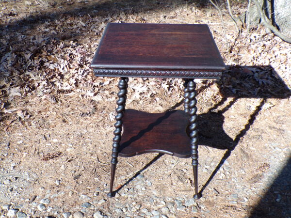 Antique 19th C Victorian Solid Oak Barley Twist Parlor Table Plant Stand - Image 2