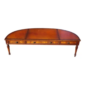 Vintage Imperial Demilune Curved Mahogany Leather Top Coffee Table