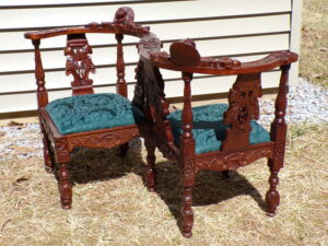 Vintage Tete a Tete Chair Courtship Bench French Style Conversation Loveseat