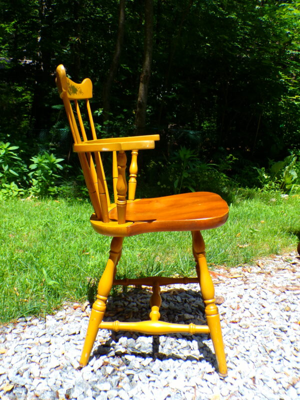 Vintage L. Hitchcock Country Farmhouse Harvest Stenciled Comb Back Arm Chair - Image 2