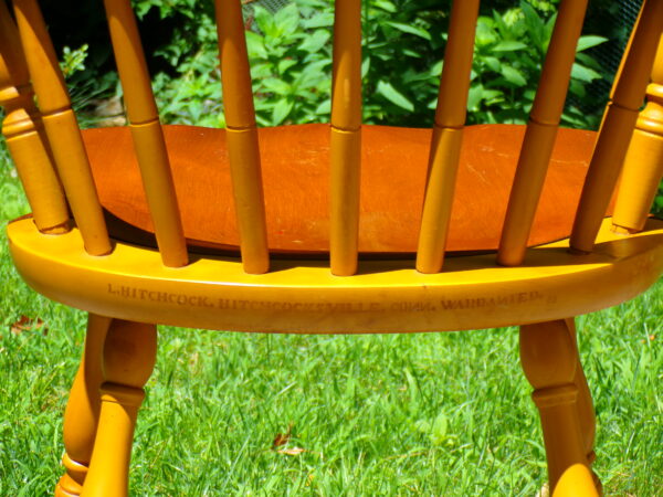 Vintage L. Hitchcock Country Farmhouse Harvest Stenciled Comb Back Arm Chair - Image 5