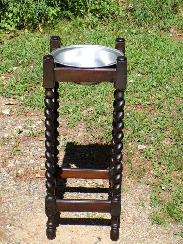 Vintage Arts & Crafts Era Oak Barley Twist Plant Stand Cane Umbrella Stand - Image 3