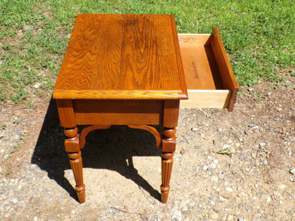 Vintage Solid Oak Lexington Recollections Collection End Table Nightstand - Image 3