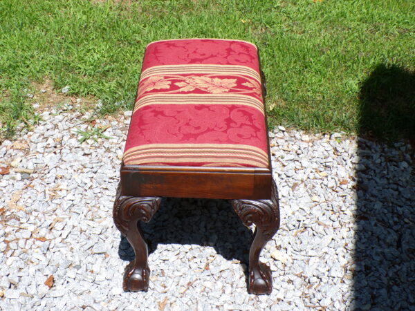 Vintage Chippendale Solid Mahogany Queen Anne Vanity Bench Stool Footstool - Image 3