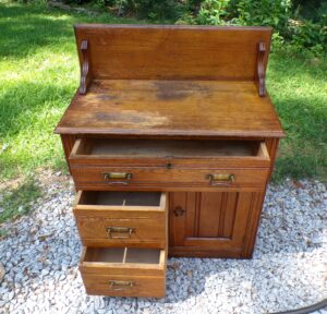 Antique Oak Chest Commode Washstand Dry Sink Country Farmhouse Cabinet