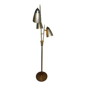 Vintage Mid Century Modern Avocado Cone Bullet Light Metal Floor Lamp
