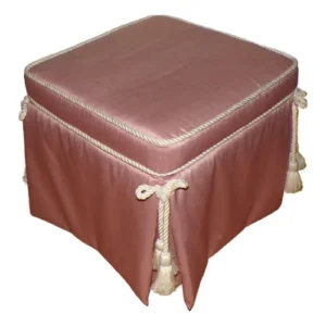Drexel Heritage Pink Upholstered Skirted Ottoman Hassock Footstool Vanity Stool