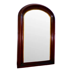 Large Antique Arched Top Deep Well Walnut Gold Gilt Hall Pier Mirror