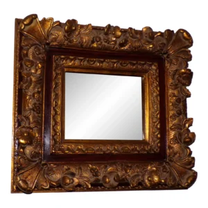 Vintage Gilded Baroque Mirror Carved Gilt Deep Well Beveled Wall Mirror